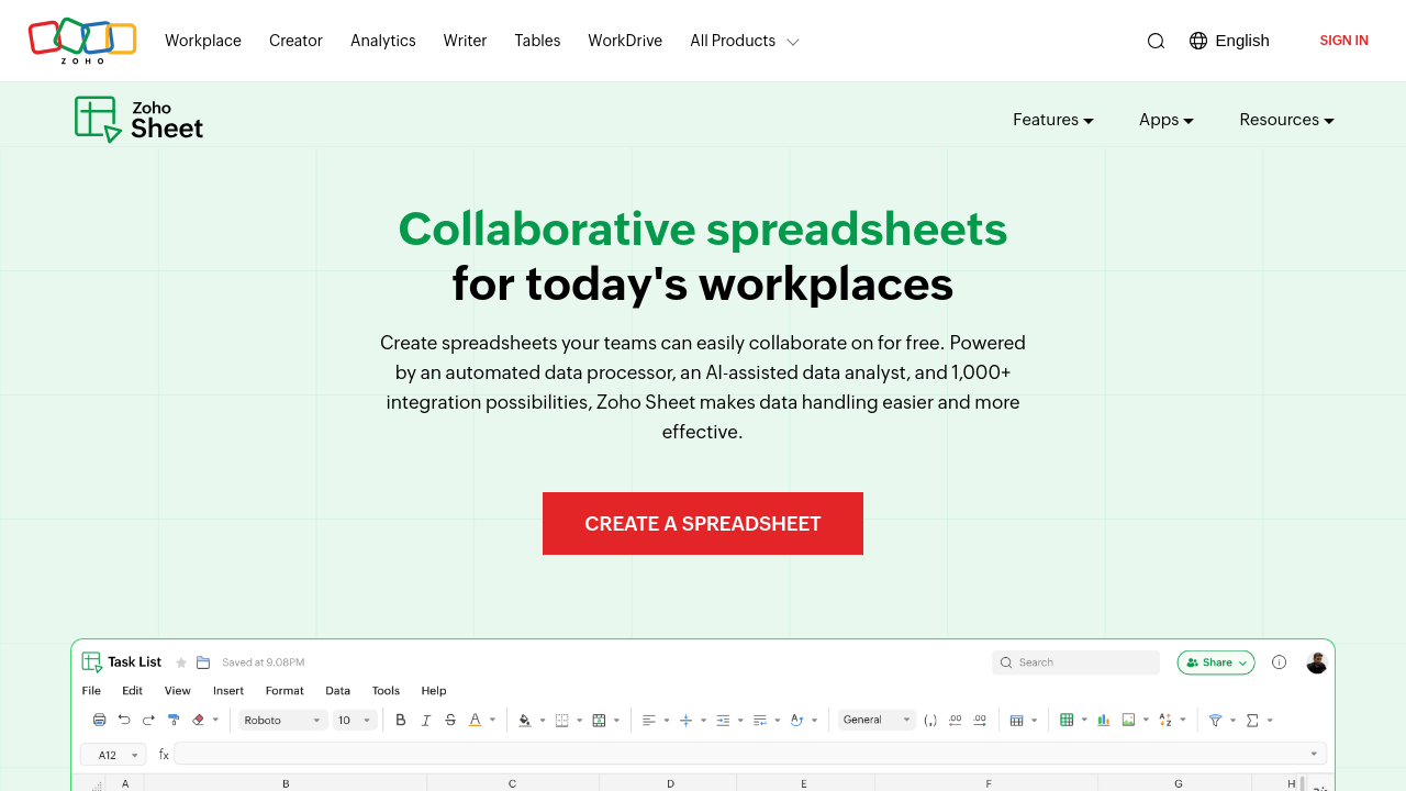 Zoho Sheet
